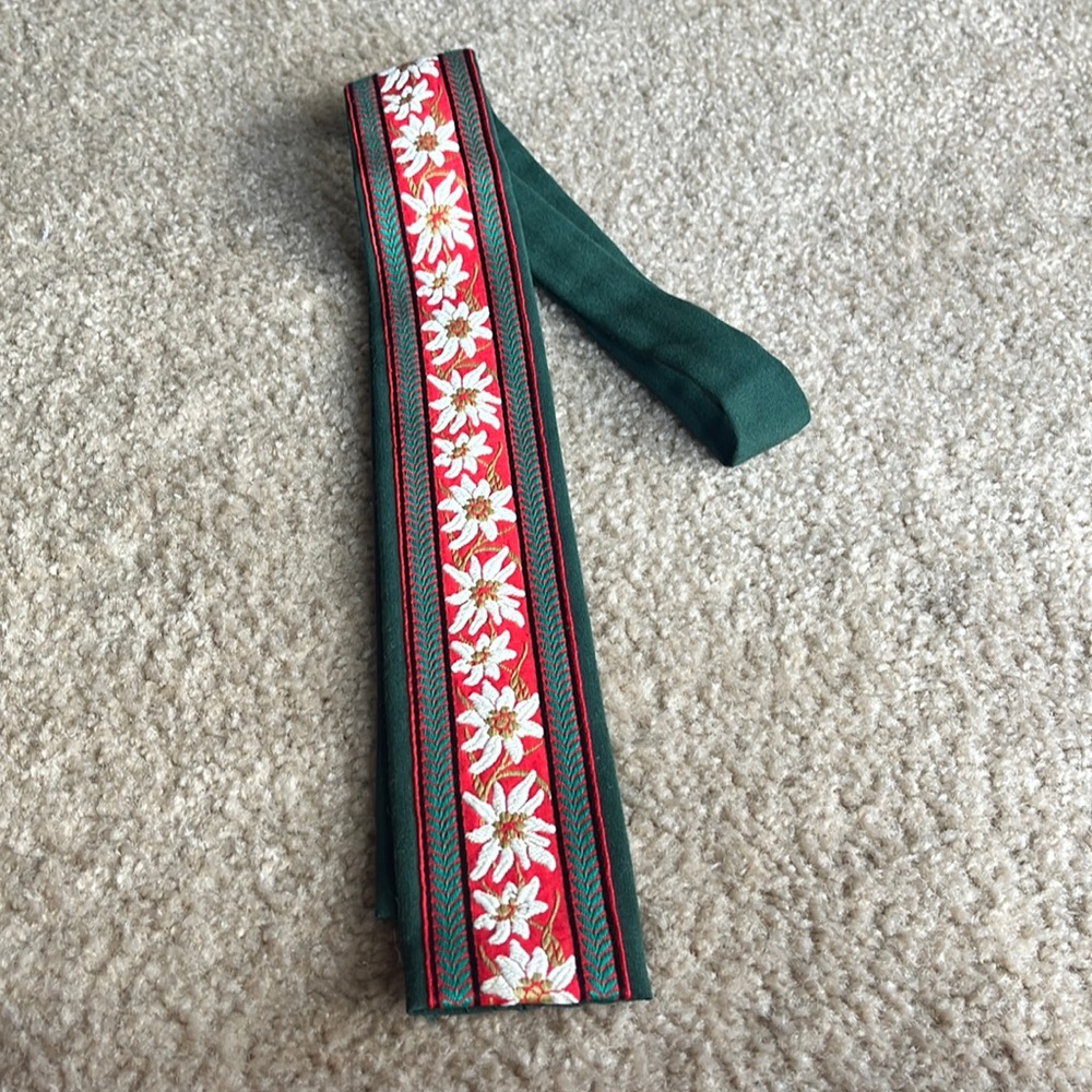Green and Red Floral Embroidered Men’s Tie